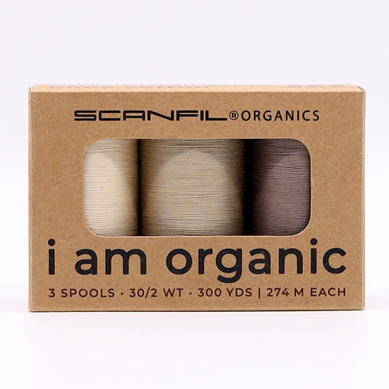30wt Organic Pima Cotton Thread Trio Set 3ct Tan Shades 300 yard Spools